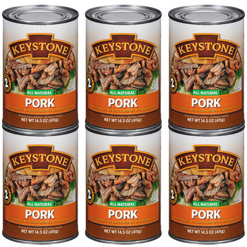 Keystone Meats All Natural Heat and Serve Canned Pork 14.5 Oz Fully Cooked Shelf Stable Canned Meat Emergency Survival Meals Can