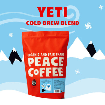 Peace Coffee Yeti Cold Brew Blend | 5 Lb Medium Roast Whole Bean| Organic Fair Trade | Smooth, Rich Flavor | Shade Grown, Fresh