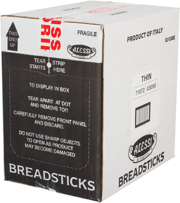 Alessi Imported Breadsticks, Thin Autentico Italian Crispy Bread Sticks, Low Fat Made With Extra Virgin Olive Oil, 3Oz (Thin, 3 Ounce (Pack Of 12))