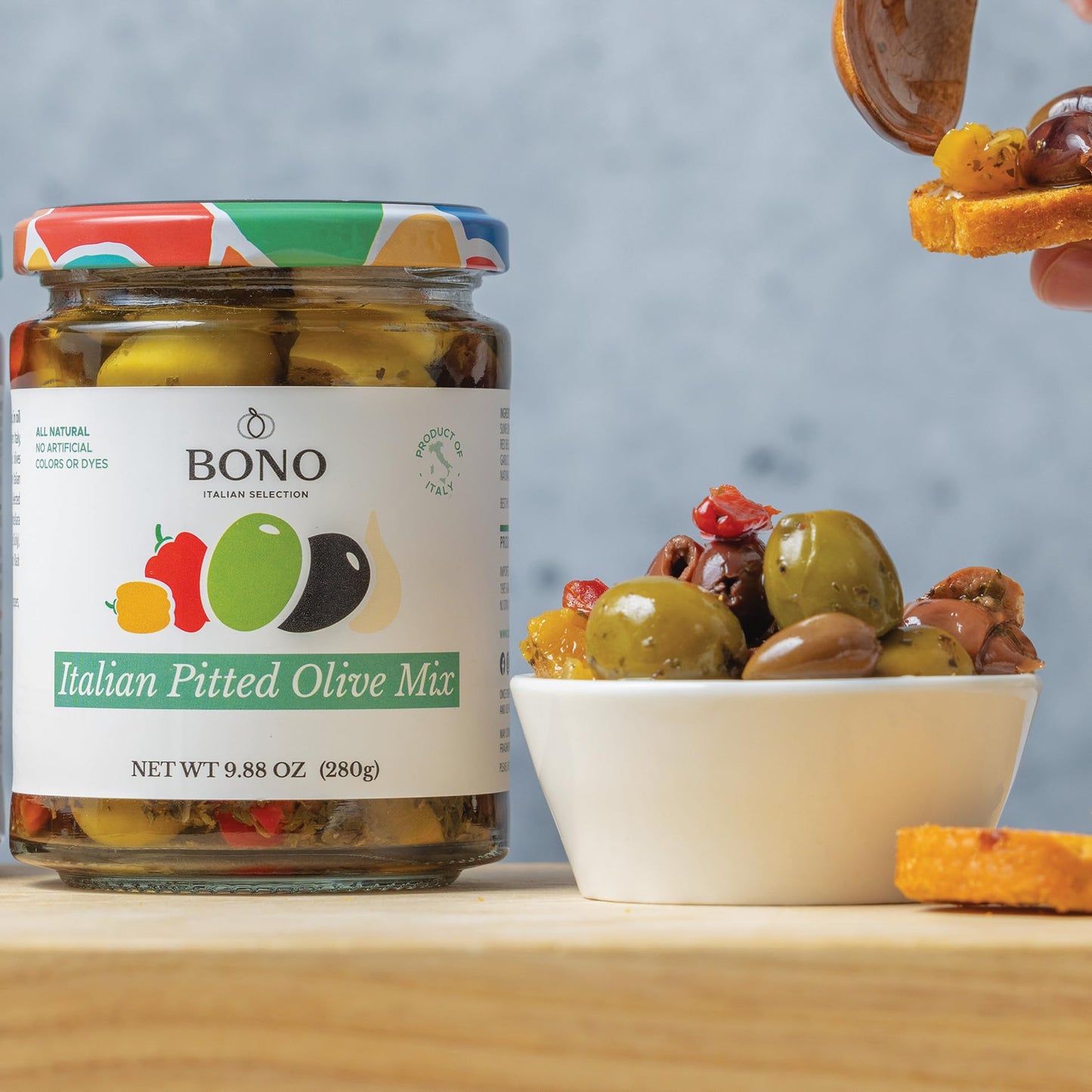 Bono Italian Gourmet Olives, All Natural, Non-GMO, Pitted Olive Mix, Pack of 2, 9.88 OZ