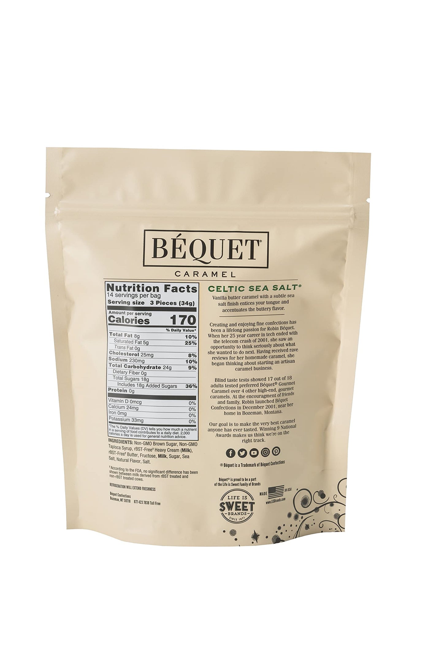 Bequet Caramel Celtic Sea Salt 17.1 Oz Bag