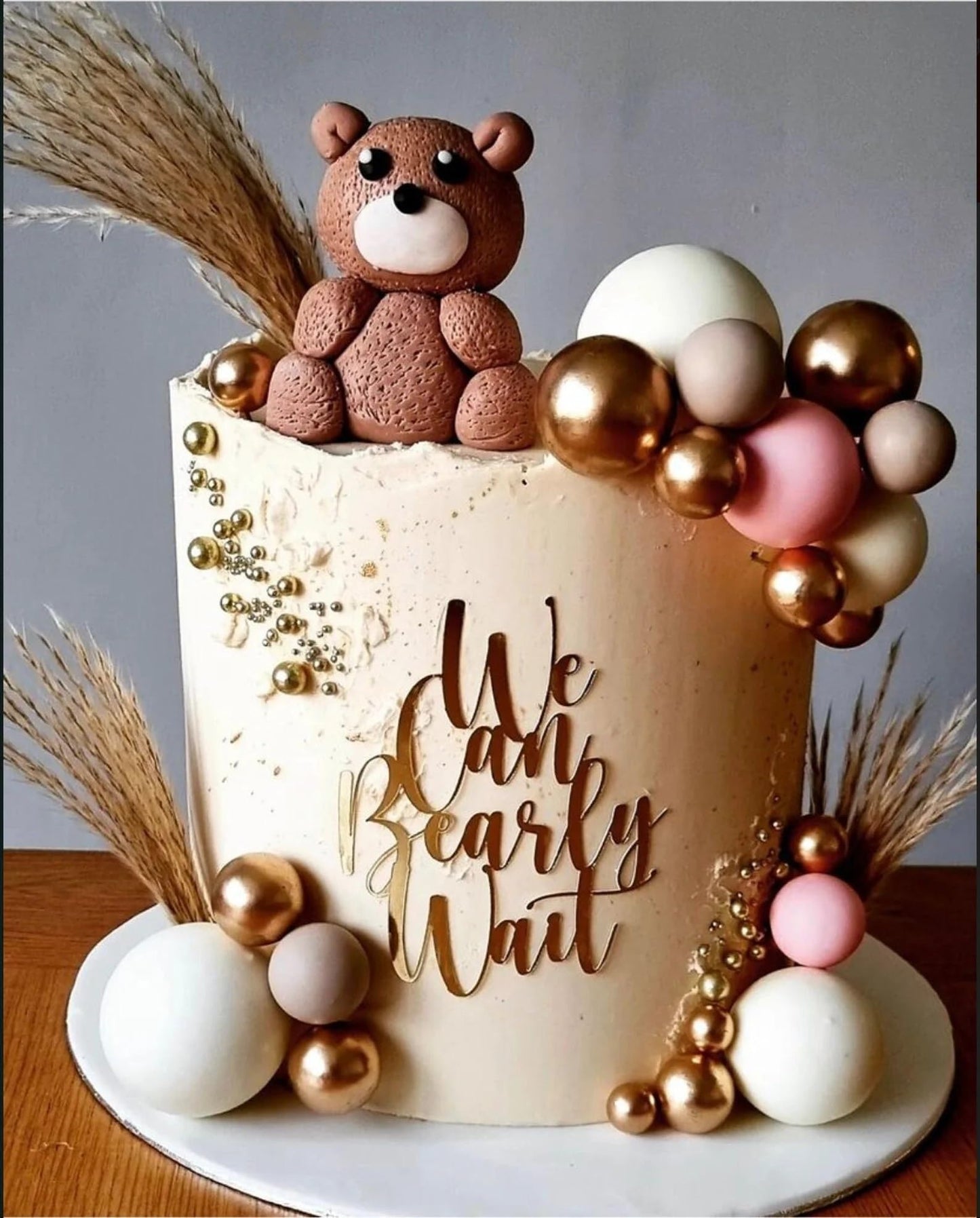 We Can Bearly Wait Cake Topper Bear Cake Decorations We Can Bearly Wait Acrylic Mirror Cake Topper For Baby Shower Party Supplies Gender Reveal Party Supplies