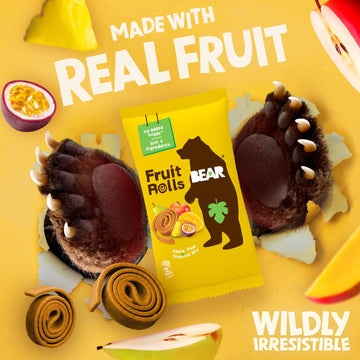 BEAR Real Fruit Snack Rolls - Gluten Free, Vegan, and Non-GMO - Tropical - 36 Rolls, Healthy School And Lunch Snacks For Kids An