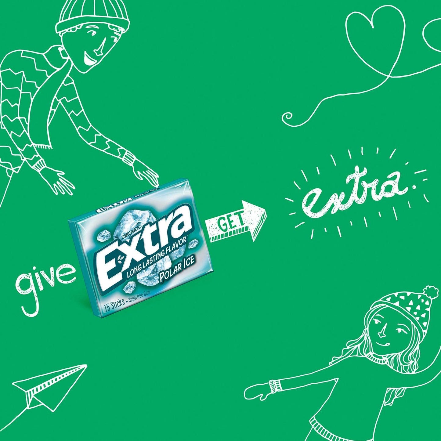 Wrigley'S Extra Polar Ice Sugar-Free Gum, Pack Of 12 (15 Sticks Per Pack)