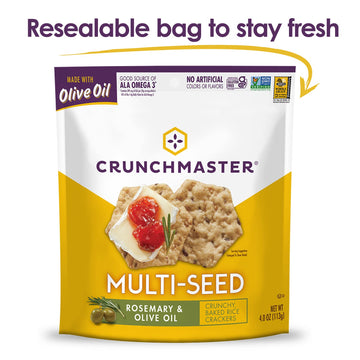 Crunchmaster Multi-Seed Gluten-Free Rosemary & Olive Oil, 4 Ounce Bags (Pack Of 12)