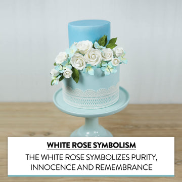 Global Sugar Art Tea Rose Sugar Cake Flowers, White, Wired Small 15 Count By Chef Alan Tetreault