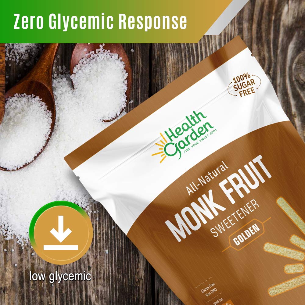 Health Garden Monk Fruit Sweetener, Golden- Non Gmo - Gluten Free - Sugar Substitute - Kosher - Keto Friendly (3 Lbs)
