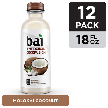 Bai Coconut Flavored Water, Antioxidant Infused, 18 Fl Oz Bottles, Molokai Coconut, 12 Count, Model 10137060