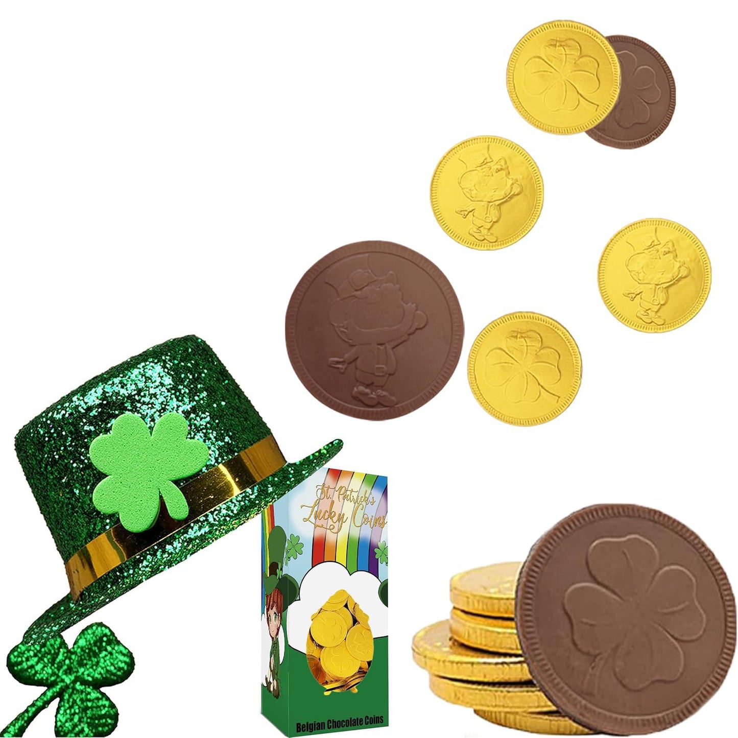 Fruidles St. Patrick'S Day Chocolate Coins Leprechaun Lucky Gold Coins, Belgian Milk Chocolate Coins Nut-Free (1820-Pack)