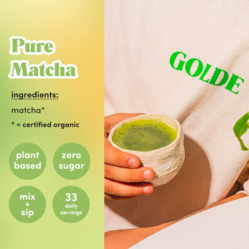 Golde Pure Matcha Powder | Ceremonial Grade Matcha Powder| Green Tea Superfood, Gluten Free, Vegan, Sugar-Free | 100G Pouch