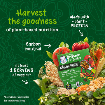 Gerber Organic Baby Food, Toddler, Plant-Tastic, Harvest Bowl, Mediterranean Medley, 4.5 Oz (Pack Of 8)