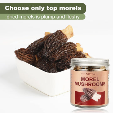 Kasvan Wild Dried Morel Mushrooms - Morchella Conica 1 Ounce With Tender And Delicious Meat, Dry Morel Mushrooms That Are Rich I