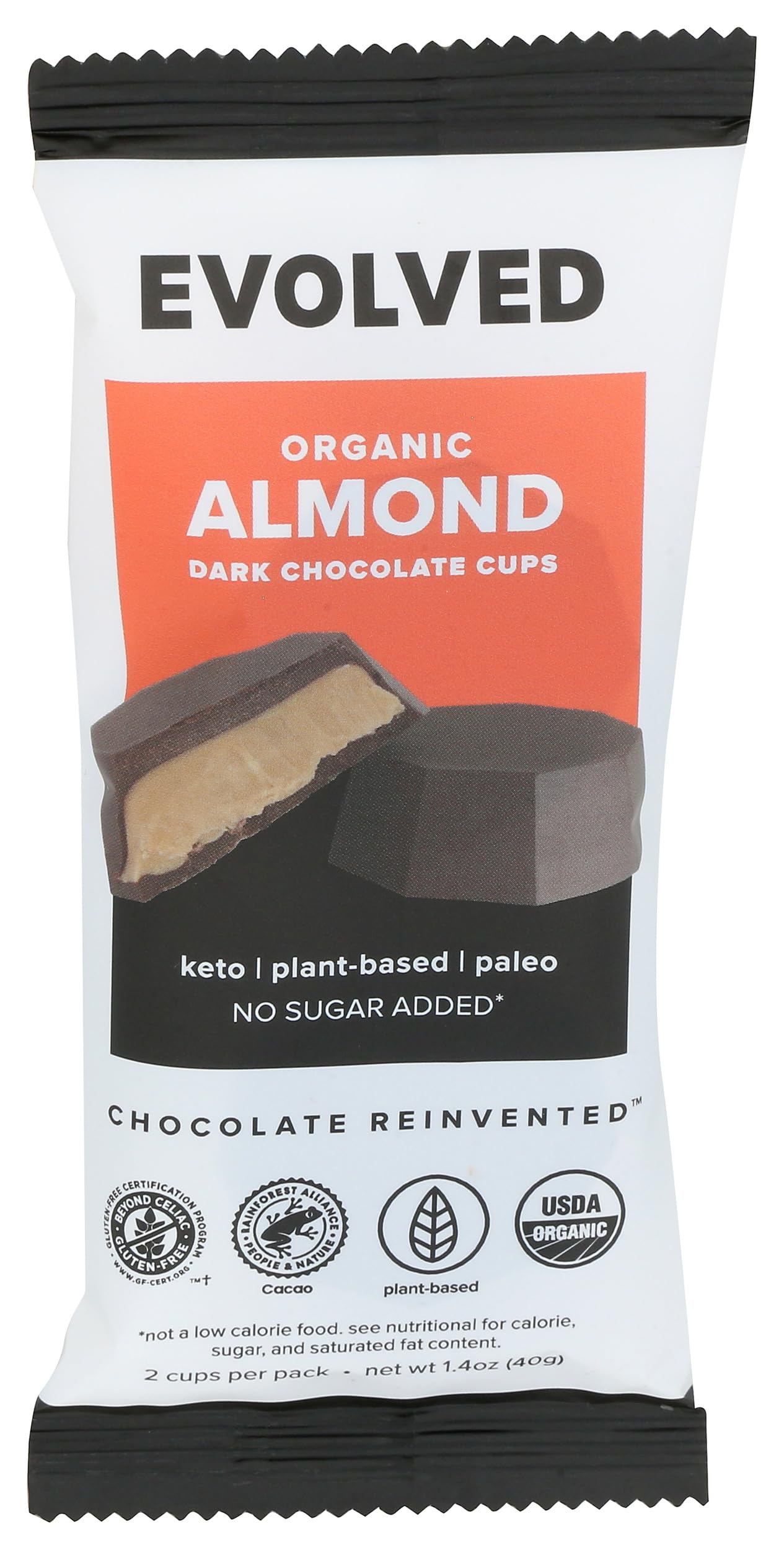 EVOLVED Organic Almond Butter Keto Cups 2 Count, 1.4 OZ