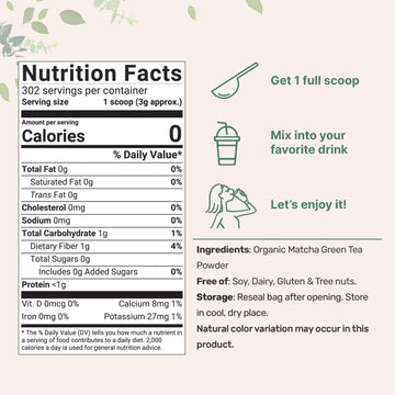 Organic Matcha Green Tea Powder, 2 Pound (32 Ounce) | Culinary Grade, Unflavored, First Harvest Authentic Japanese Origin, 100%