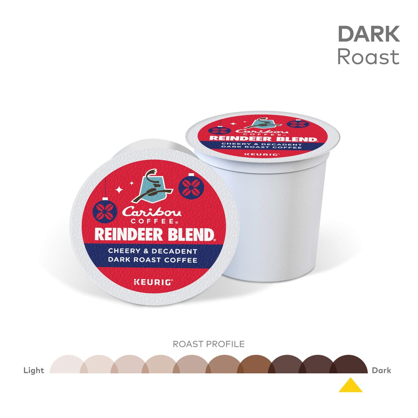 Caribou Coffee Reindeer Blend, Single-Serve Keurig K-Cup Pods, Dark Roast Coffee Pods, 88 Count