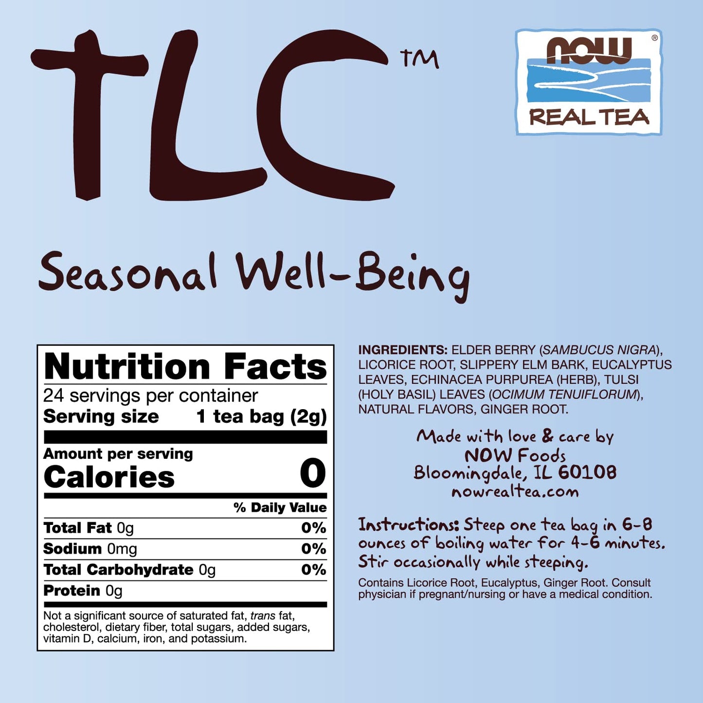 Now Foods Tlc Throat And Lung Care Tea, 24 Bags (Pack Of 3)