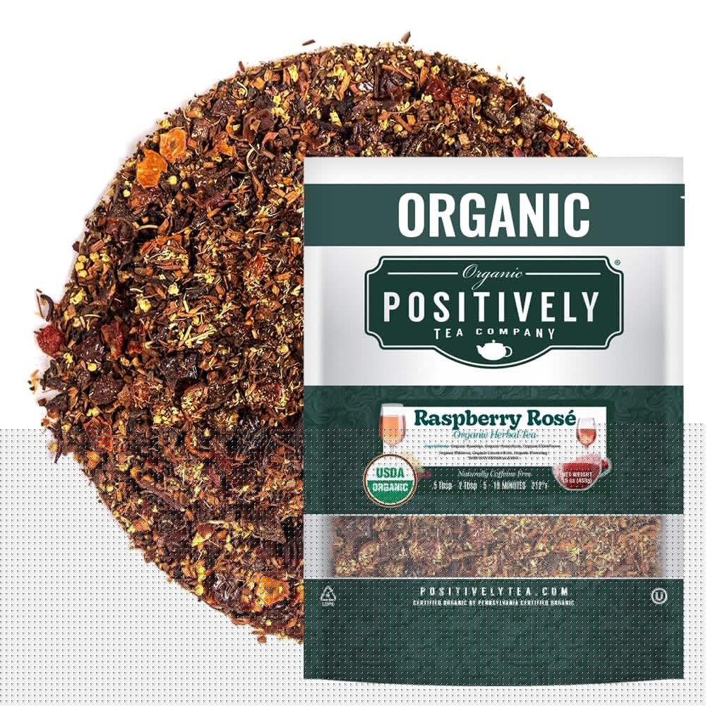 Organic Positively Tea Company Raspberry Ros? Herbal Tea Loose Leaf 16 Ounce