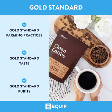 Equip Foods Clean Coffee | Gold Standard, Certified Organic, Fair Trade, Regenerative | Medium Roast, Whole Bean, Nicaragua | Br