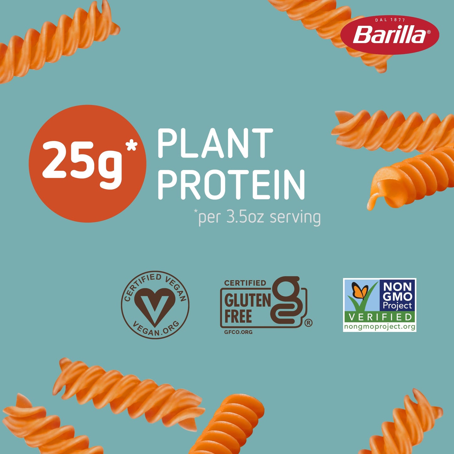 Barilla Red Lentil Rotini Pasta, Good Source Of Plant-Based Protein, Excellent Source Of Fiber, Kosher, Gluten Free & Non-Gmo, 8.8 Ounce (Pack Of 10)