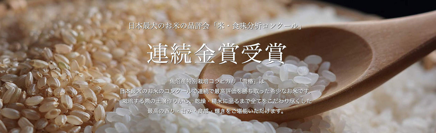 Yuki Tsubaki Ultra Premium Koshihikari White Rice, 11 Pound (5kg) - Rare Japanese Uonuma Variety, Special Cultivation