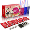 Fusion Select 5 Packs Bubble Tea Kit Extra Rich Blueberry, Raspberry Strawberry Blackberry Cherry Boba Tea Kit Drinks, Boba Tapioca Pearl, Straws, Various Tea Set Flavors