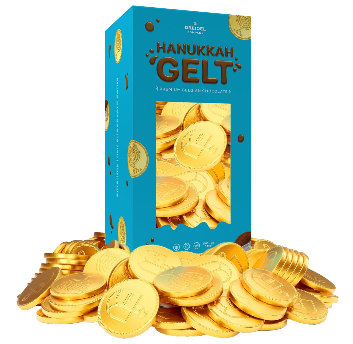 The Dreidel Company Coins, Nut-Free, Made With Premium Belgian Ingredients, Kosher Chanukah Gelt, (2 Pounds)