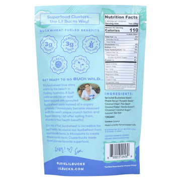 Lil Bucks Clusterbucks Gut Friendly Clusters Made With Regenerative Organic Sprouted Buckwheat, Gluten Free Snack (Coco Maple, 3