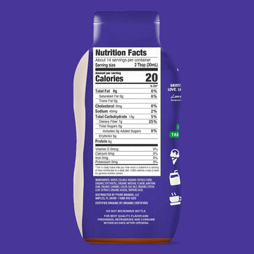 Pyure Organic Caramel Flavored Syrup, Zero Sugar, 1 Net Carb, Gluten-Free, Plant-Based For Vegan Keto Friendly Food, 14 Oz