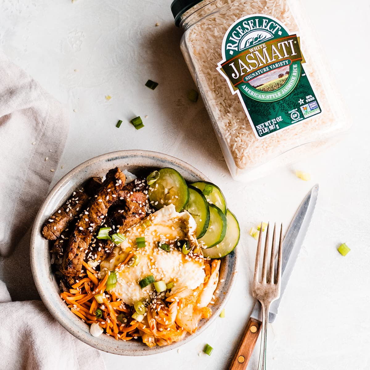 RiceSelect Jasmati Long Grain Jasmine Rice, Gluten-Free, Non-GMO, 32 oz (Pack of 4 Jars)