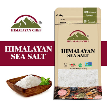 Himalayan Chef Sea Salt, Coarse Grains, 48 Ounce Resealable Bag - All Natural and Hand Harvested Unrefined Salt, Gluten Free, No