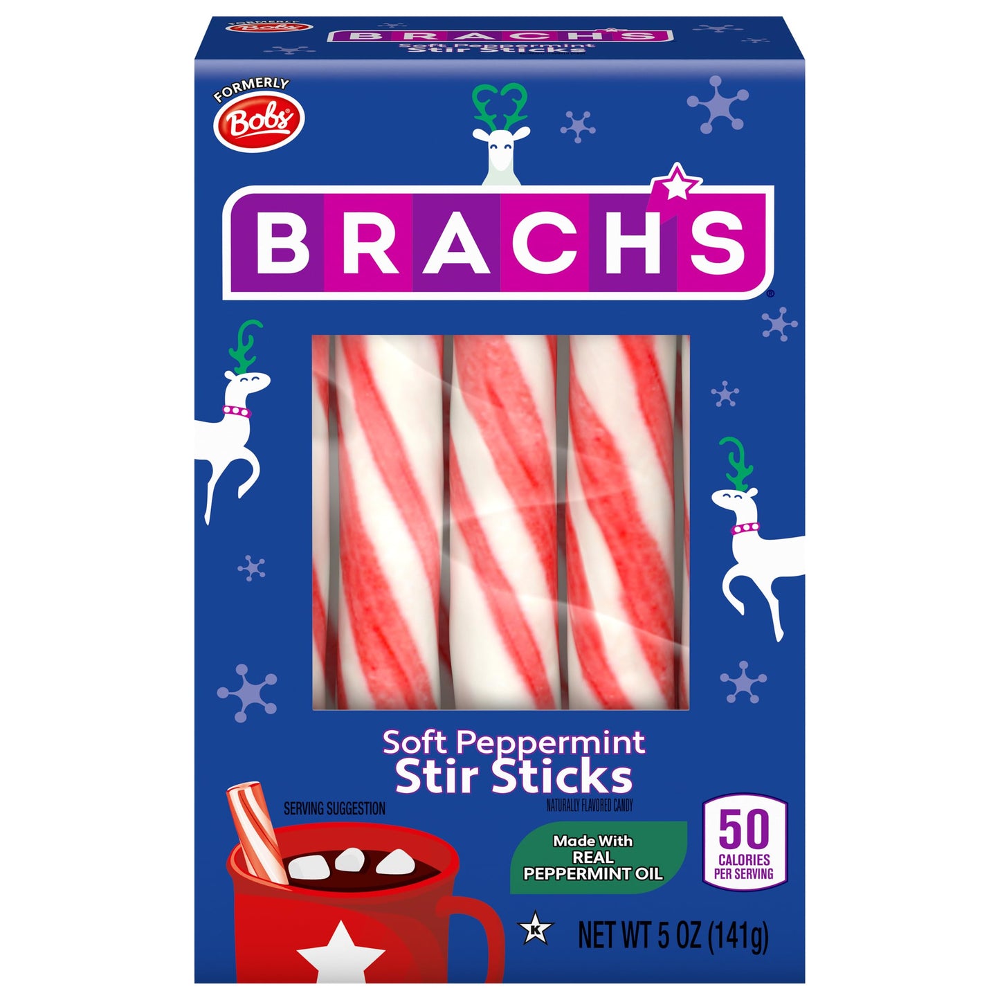 Brach'S Bob'S Soft Mint Candy Peppermint Stir Sticks, 5Oz Box - Holiday Classic For Festive Candy Dishes And Baking