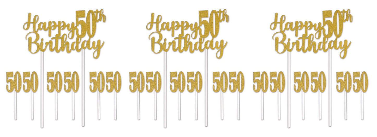 Happy 50Th Birthday Cake Topper Pack Of 3