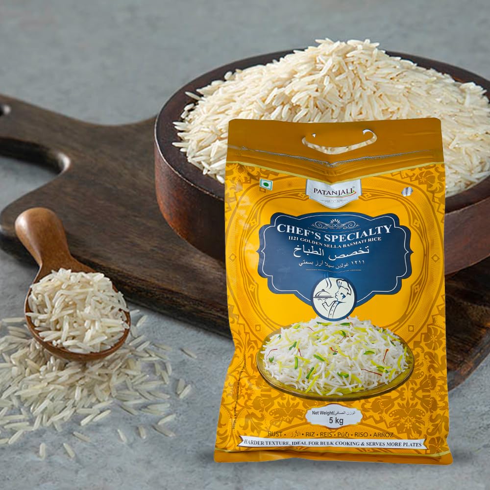 Patanjali Chef Specialty Golden Sella Basmati Rice 5 Kg / 11.02 Lb