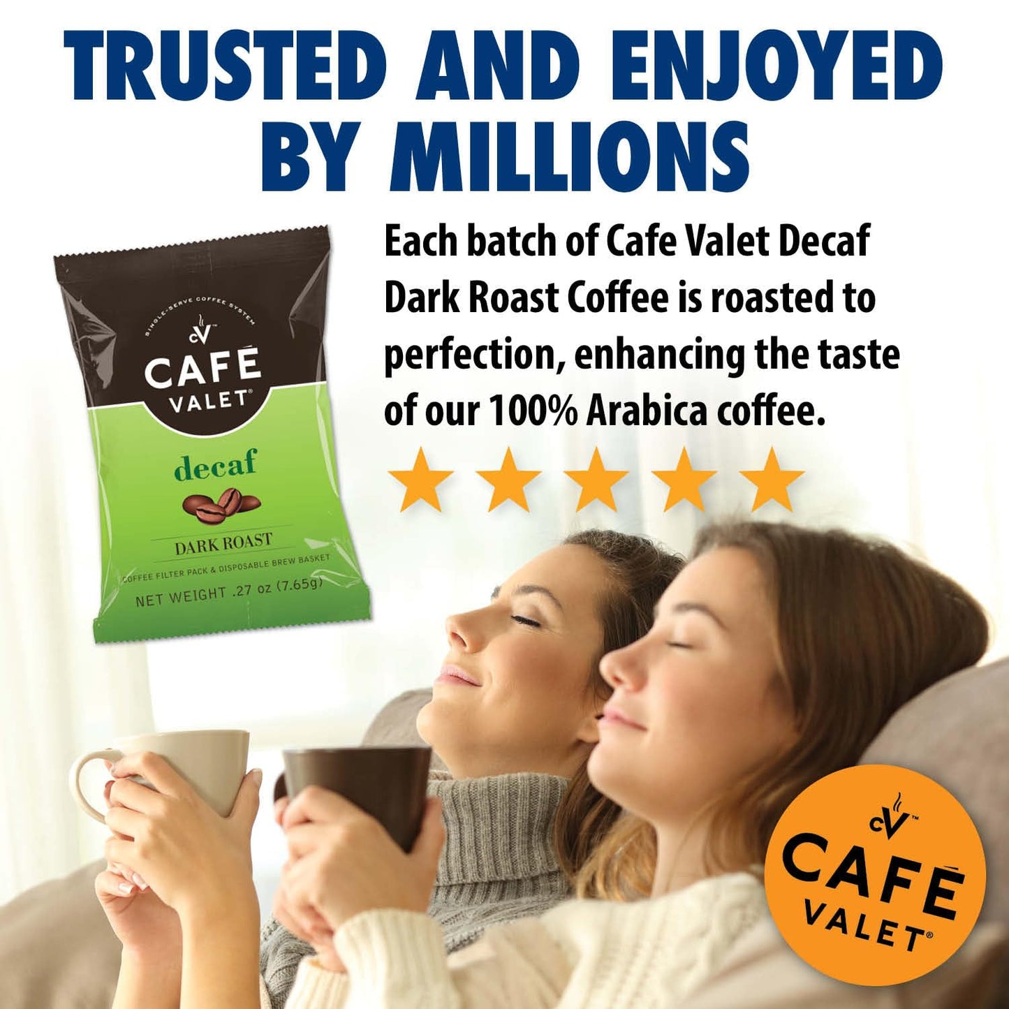 Caf Valet DECAF Dark Roast Single Serve Coffee Packets - 84 Count - For Use with Caf Valet Single Serve Cofee Makers - Dispo