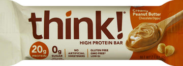 think!, High Protein Bars - Creamy Peanut Butter, 20g Protein, 0g Sugar, No Artificial Sweeteners, Gluten Free, GMO Free, 2.1 Ou