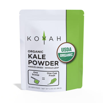 Koyah - Organic Usa Grown Kale Powder (Equivalent To 30 Cups Fresh): Freeze-Dried, Whole-Leaf Powder