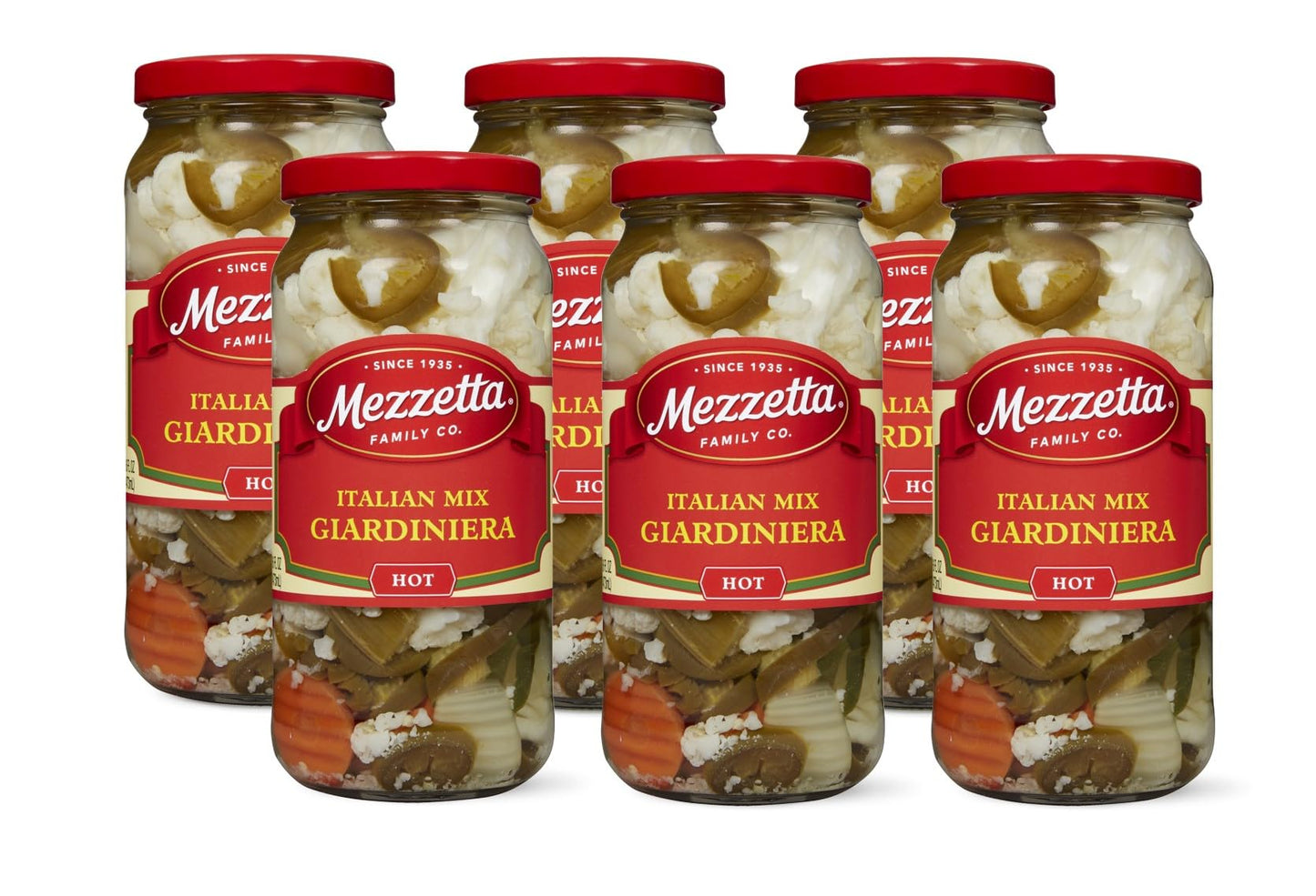 Mezzetta Italian Mix Giardiniera Chicago Style - Hot Giardiniera with Carrots, Celery, Cauliflower & Jalapeo - Tangy Pickled Veg