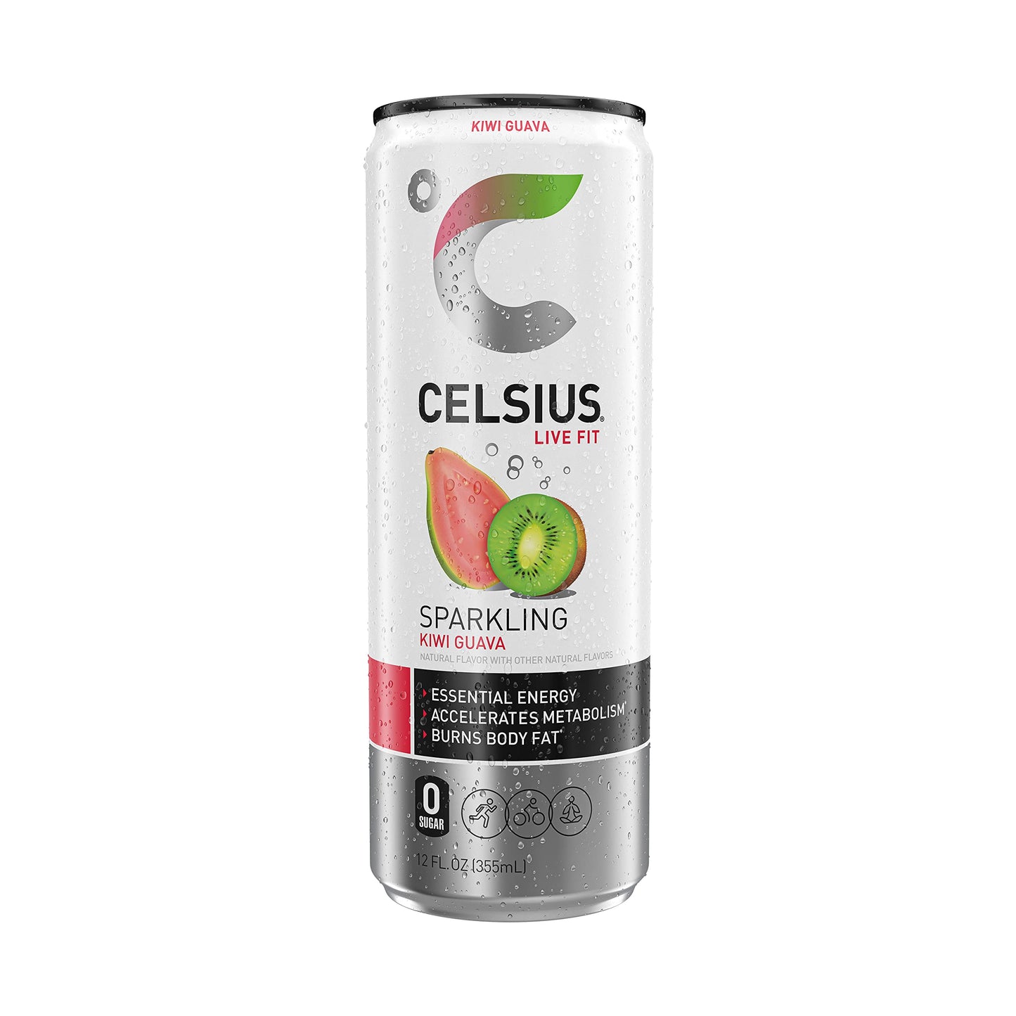 CELSIUS Sparkling Energy Drink, Kiwi Guava Flavor, 12 Fl Oz, Pack of 24