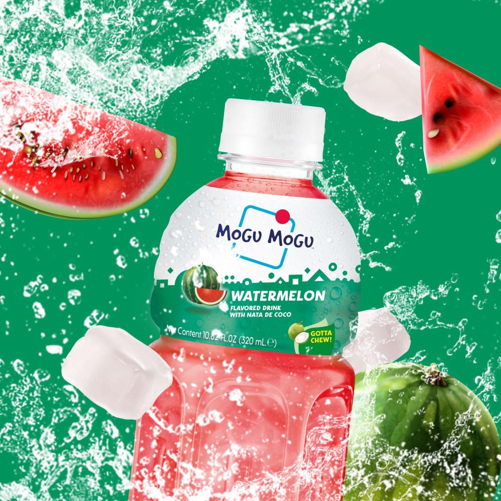 Mogu Mogu Watermelon Juice Drink with Nata de Coco, 1.8 Fl Oz (Pack of 6)