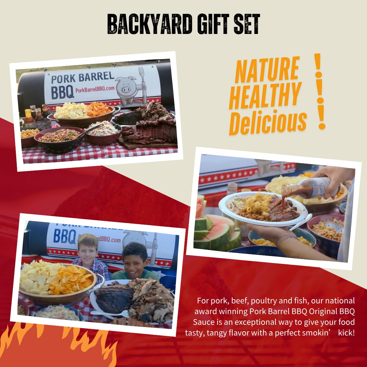 Pork Barrel Bbq Backyard Gift Set – 4 Competition Bbq Sauces & 3 Seasoning Rubs | Barbecue Gifts For Men | Perfect For Pork, Steak & Chicken Wings| Gift Pack For Dad, Birthday & Holiday