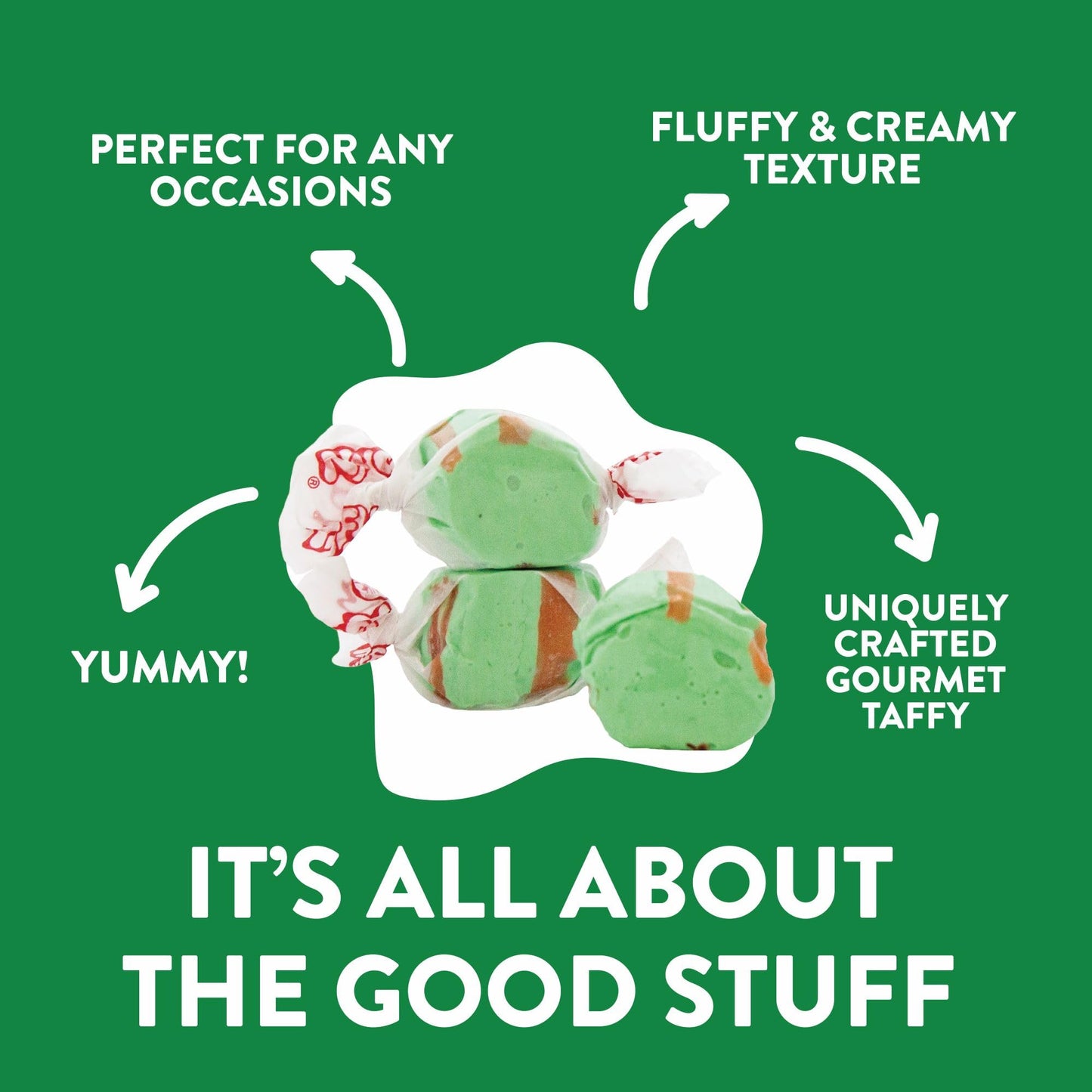 Taffy Town Candies- Pickle | Gourmet Taffy| Nougat-Style Candy| Soft & Delicious| Sumer Snack Treats| Party Good Candies| 2.5Lbs