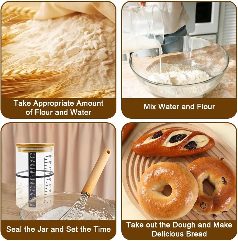 BRIRILINE Pro Sourdough Bread Starter Kit - 34 oz - 2 Pack - Ideal for Baking - Model ThaiveeCSA