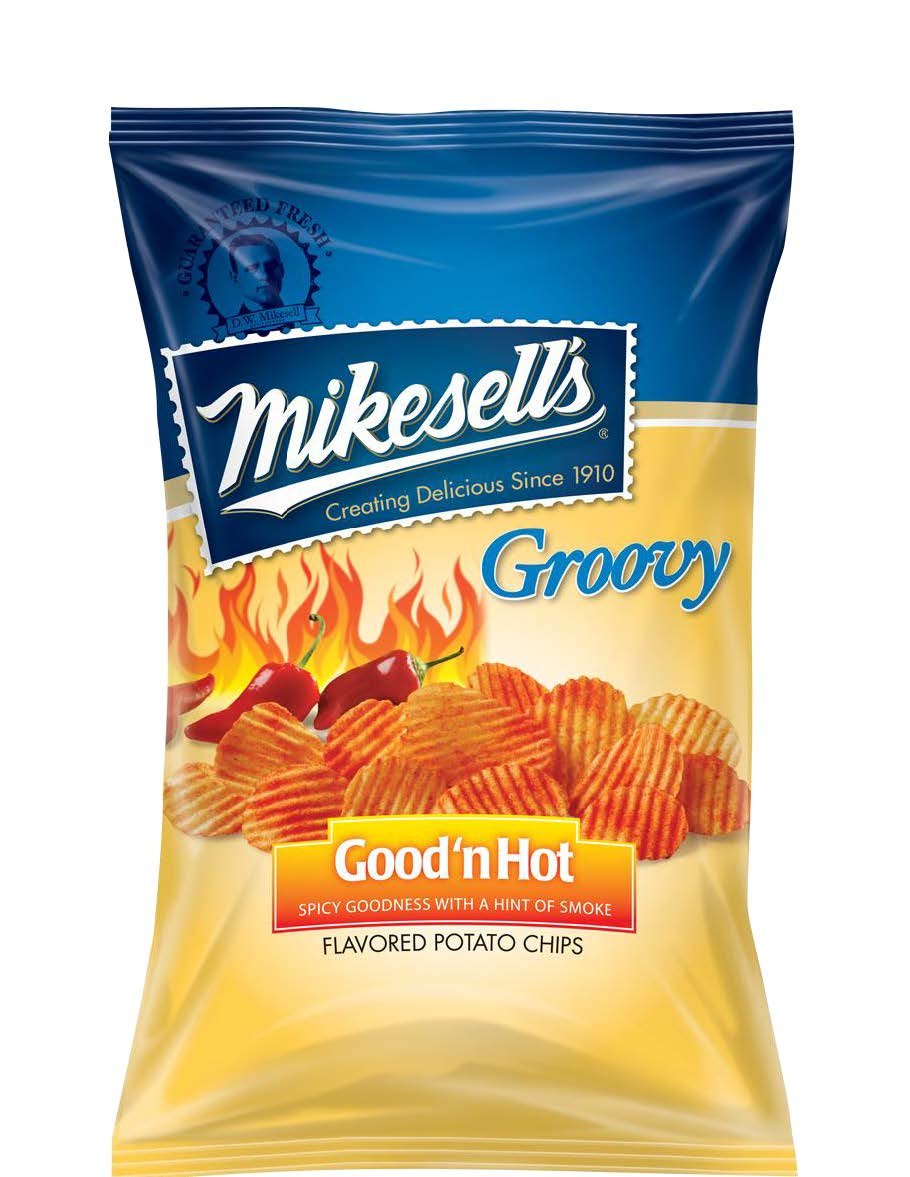 Mikesells 9.5 oz. Good N Hot Potato Chips - 1 case of 6 bags
