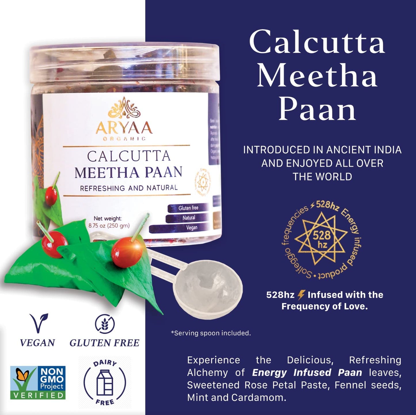 Aryaa Organic Calcutta Paan 8.75Oz (250Gm)- Elevate Your Snacking Experience | 100% Natural | Digestive Delight | Energy Infused