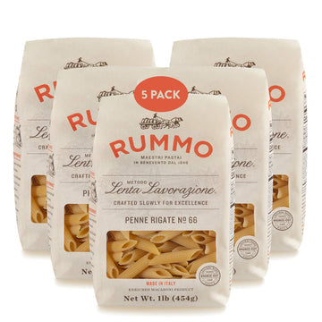 Rummo Penne Rigate Pasta N.66 - Penne Pasta Noodles, Dry Pasta, Durum Wheat Semolina Penne, Pasta From Italy - 16 Ounce (Pack Of 5)