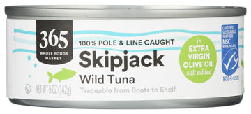 365 by Whole Foods Market, Skipjack Tuna in Extra Virgin Olive Oil, Salt Added, 5 Ounce