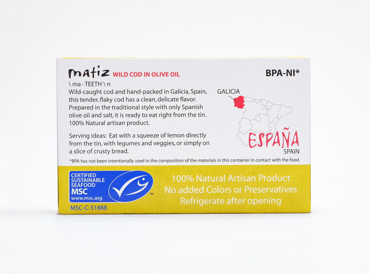 Matiz Wild Cod in Olive Oil | From Spain | 5 Pack | Natural Artisan Wild Caught Fish | Packed Fresh, Never Frozen |