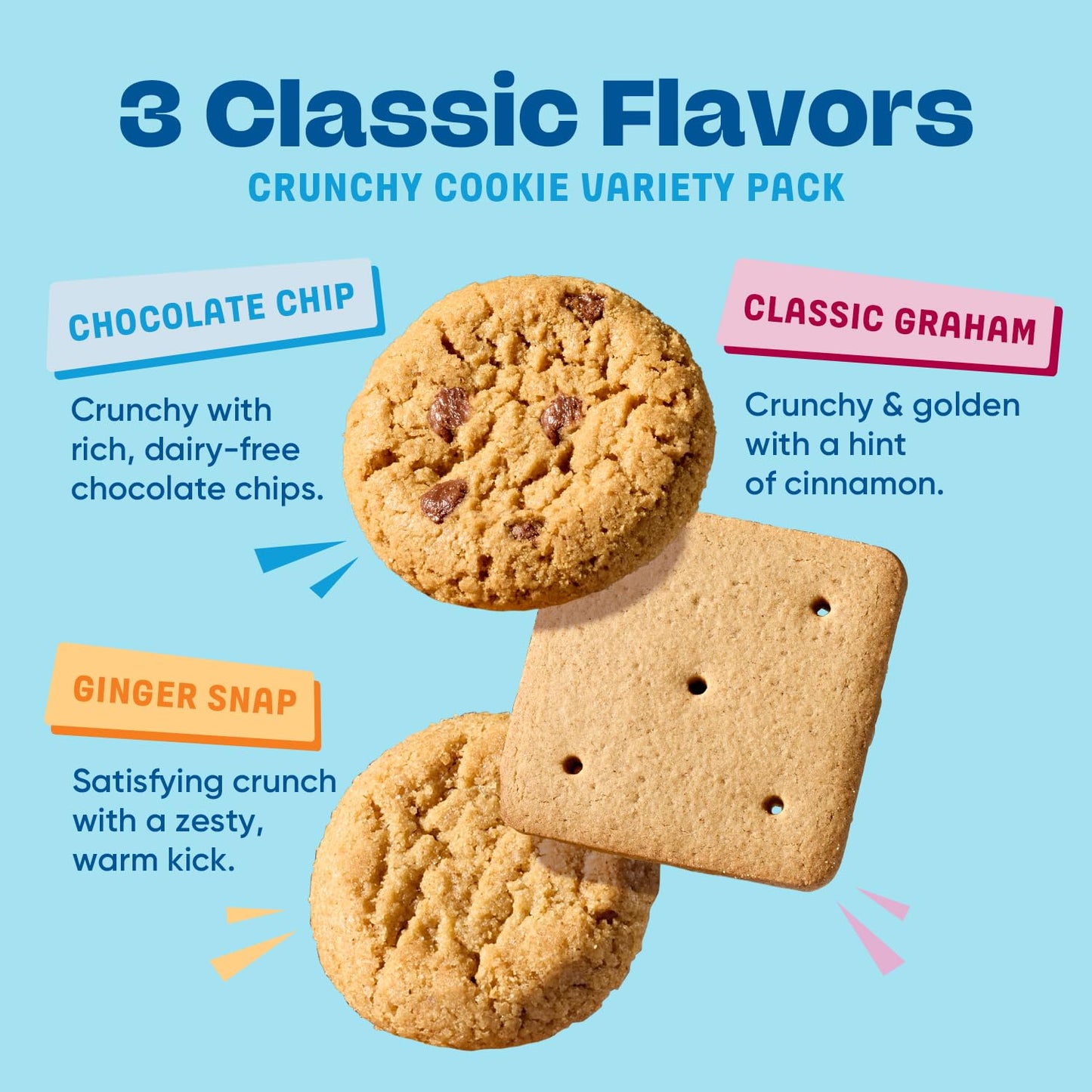 Partake Foods Gluten Free Crunchy Cookies Variety Pack (Chocolate Chip, Ginger Snap, Graham Cracker) - Vegan - Free From the Top