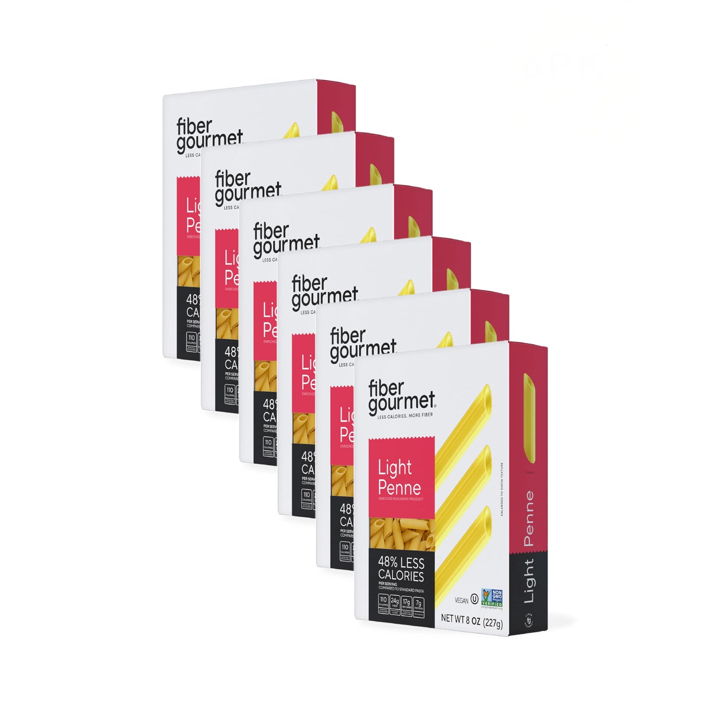 Fiber Gourmet Light Penne Pasta – Low Carb, High Fiber, Low Calorie, Non-Gmo, Healthy, Made In Italy – Kosher Certified Penne Pasta – 8 Oz Box – Pack Of 6