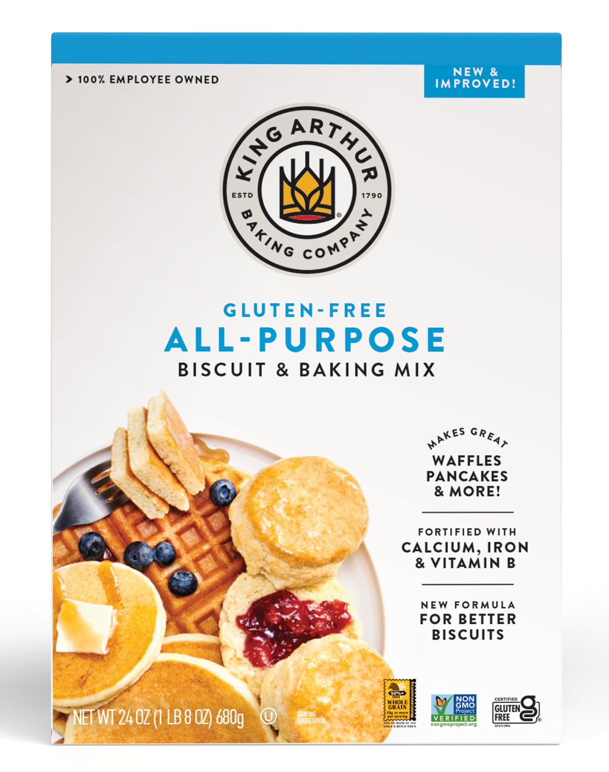 King Arthur, Gluten Free All-Purpose Biscuit & Baking Mix, Gluten Free, Non-GMO Project Verified, Certified Kosher, 24 Ounces, P